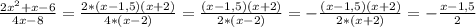 \frac{2x^{2}+x-6 }{4x-8} = \frac{2*(x-1,5)(x+2)}{4*(x-2)} = \frac{(x-1,5)(x+2)}{2*(x-2)} = -\frac{(x-1,5)(x+2)}{2*(x+2)} = -\frac{x-1,5}{2}