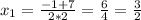 x_{1} = \frac{-1+7}{2*2} = \frac{6}{4} = \frac{3}{2}