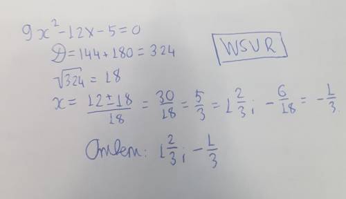 Решите уравнение 9x²-12x-5=0​