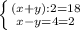 \left \{ {{(x+y):2=18} \atop {x-y=4=2}} \right.