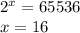 2^x = 65536\\x = 16