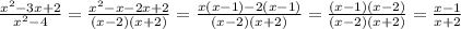 \frac{x^{2}-3x+2 }{x^{2}-4 } =\frac{x^{2} -x-2x+2}{(x-2)(x+2)}=\frac{x(x-1)-2(x-1)}{(x-2)(x+2)}=\frac{(x-1)(x-2)}{(x-2)(x+2)} = \frac{x-1}{x+2}