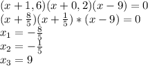 (x+1,6)(x+0,2)(x-9)=0\\(x+\frac{8}{5})(x+\frac{1}{5})*(x-9)=0\\x_1=-\frac{8}{5}\\x_2=-\frac{1}{5}\\x_3=9\\