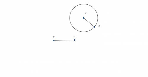 До ть будь ласка вирішити:накресліть довільний відрізок РС та коло із центром у точці Р, радіус яког
