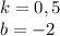 k=0,5\\b=-2