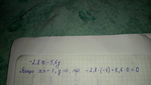 заранее с вираз і знайдіть його значення 0,5(1,6x-6,4y)-2,4(1,5x+y)якщо, x= -1; y= 0​