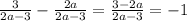 \frac{3}{2a-3}-\frac{2a}{2a-3}=\frac{3-2a}{2a-3}= -1