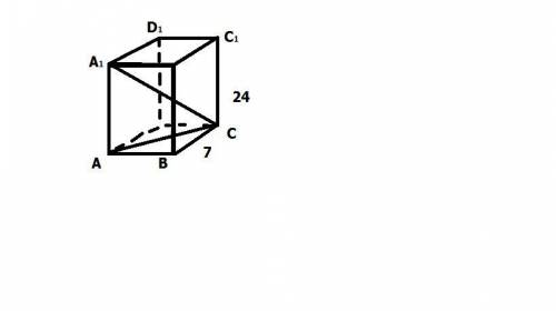 Меньшая сторона основания прямоугольного параллелепипеда равна 7 м, а высотапараллелепипеда равна 24