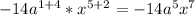 -14a^{1+4} *x^{5+2} =-14a^5x^7