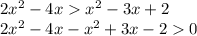 2x^{2} -4xx^{2} -3x+2\\2x^{2} -4x-x^{2} +3x-20