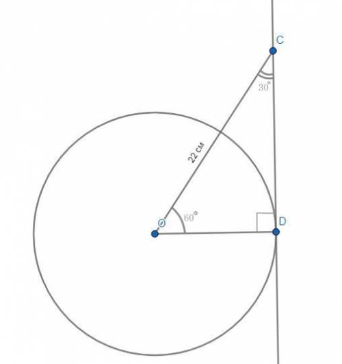 К окружности с центром 0 проведите касательную CD ( D - точка касания ) найти радиус окружности если