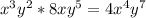 x^{3}y^{2} *8xy^{5} =4x^{4} y^{7}