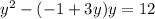 y^2-(-1+3y)y=12