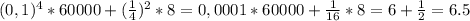 (0,1)^4*60000+(\frac{1}{4})^2*8=0,0001 *60000+\frac{1}{16}*8=6+\frac{1}{2}= 6.5