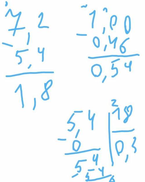 7,2x-5,4x+0,46=1 нужно решение в столбик​