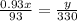 \frac{0.93x}{93}=\frac{y}{330}