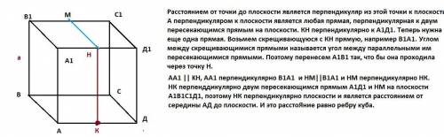 Киц Дано куб A1B1C1D1. Знайдіть відстань від середини відрізка AD до площини A1B1C1.