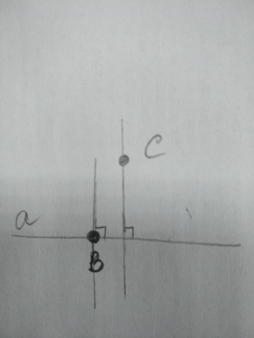 Начертите произвольно прямую а. Поставьте точку В, лежащую на прямой и точку С не лежащую на прямой
