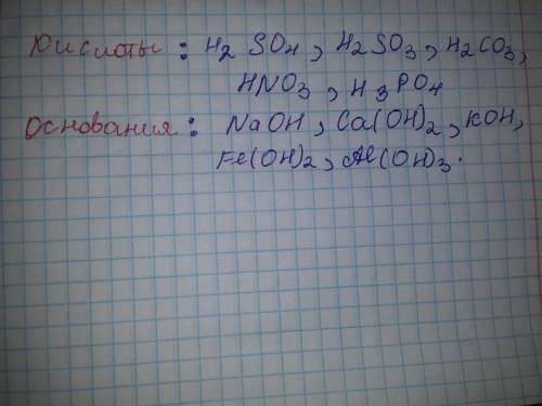 3) У переліку речовин підкреслити: a) однією лінією - основи; б) двома лініями - кислоти: NaOH, SO2,