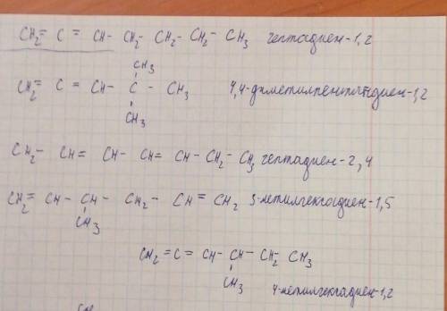 Составить структурные формулы четырех изомеров для гептадиена -1,2