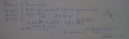 Когда на поверхность прозрачной жидкости падает световой луч под углом 20 поверхности угол преломлен