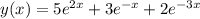 y(x)=5e^{2x}+3e^{-x}+2e^{-3x}