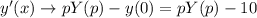 y'(x)\rightarrow pY(p)-y(0)=pY(p)-10