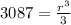 3087=\frac{r^3}{3}