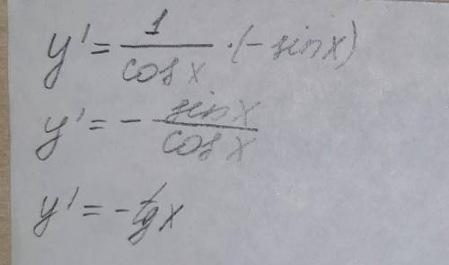 Знайдить похиднуфункйию y=ln cosx