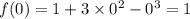 f(0)=1+3\times0^2-0^3=1