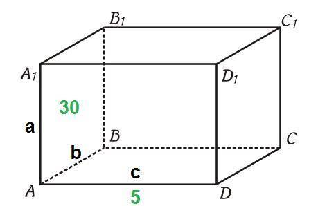 В прямоугольном параллелепипеде ABCDA1B1C1D1 площадь боковой грани AA1B1B равна 30см2, длина ребра A