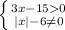 \left \{ {{3x-150} \atop {|x|-6\neq 0}} \right.