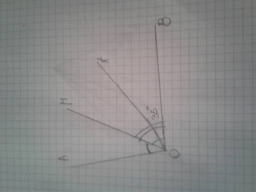 Луч OM является биссектрисой угла AOB. Луч OK – биссектриса угла BOM. Найдите ∠AOK , если ∠ = ° KOB