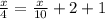 \frac{x}{4} =\frac{x}{10} +2+1