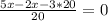 \frac{5x-2x-3*20}{20} =0