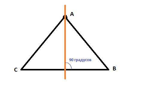 точку A проведи прямую, которая пересекает сторону BC треугольника АBC под прямым углом.