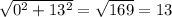 \sqrt{0^{2} +13^{2} } =\sqrt{169} =13