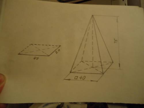 ЭТО ОЧЕНЬ построить перспективу четырехугольной пирамиды с длиной стороны основания 40 мм и высотой