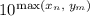 10^{\max(x_{n},\;y_{m})}