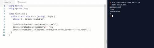 С# 1. Выясните, есть ли в слове Х хотя бы одна из букв о или а. 2. Вычеркните из слова Х буквы