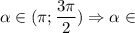 \alpha\in(\pi;\dfrac{3\pi}{2})\Rightarrow\alpha\in