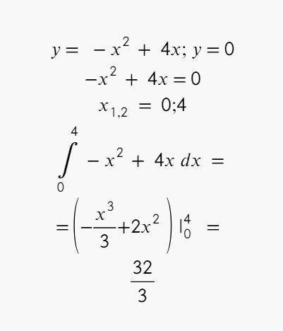 Сделайте чертеж и вычислите площадь фигуры, ограниченной данными линиями y= -x^2 + 4x и осью 0x