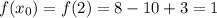 f(x_0)=f(2)=8-10+3=1