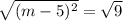 \sqrt{(m-5)^2} =\sqrt{9}