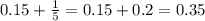 0.15 + \frac{1}{5} = 0.15 + 0.2 = 0.35