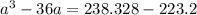 {a}^{3} - 36a = 238.328 - 223.2