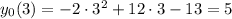 y_{0}(3) = -2 \cdot 3^{2} + 12 \cdot 3 - 13 = 5