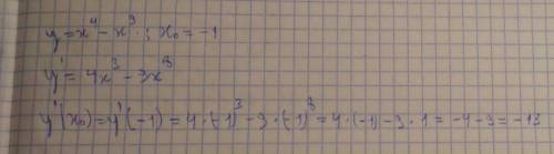 Найдите значение производной функции в точке x0: y=x^4-x^9. x0=-1