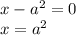 x-a^2=0\\x=a^2