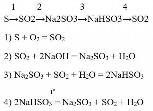 2. Составьте уравнения химических реакций, с которых можно осуществить превращения: S- So2 - Na2SO3